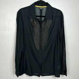 Sportalm Kitzbuhel Black Cotton Silk Blend Embellished Button Down Shirt Size M